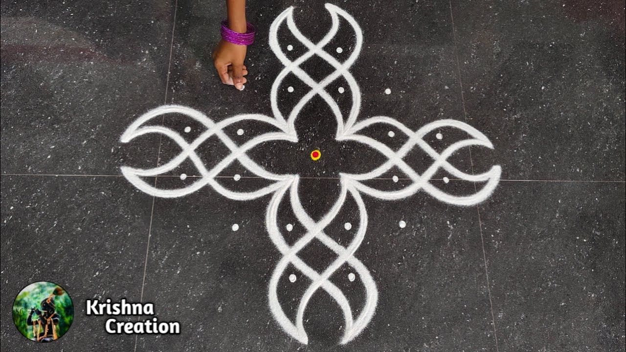 Easy sikku kolam, Kambi kolam | Melikala muggulu | 6x2x2 dot neli kolam | Beautiful Kambi kolam