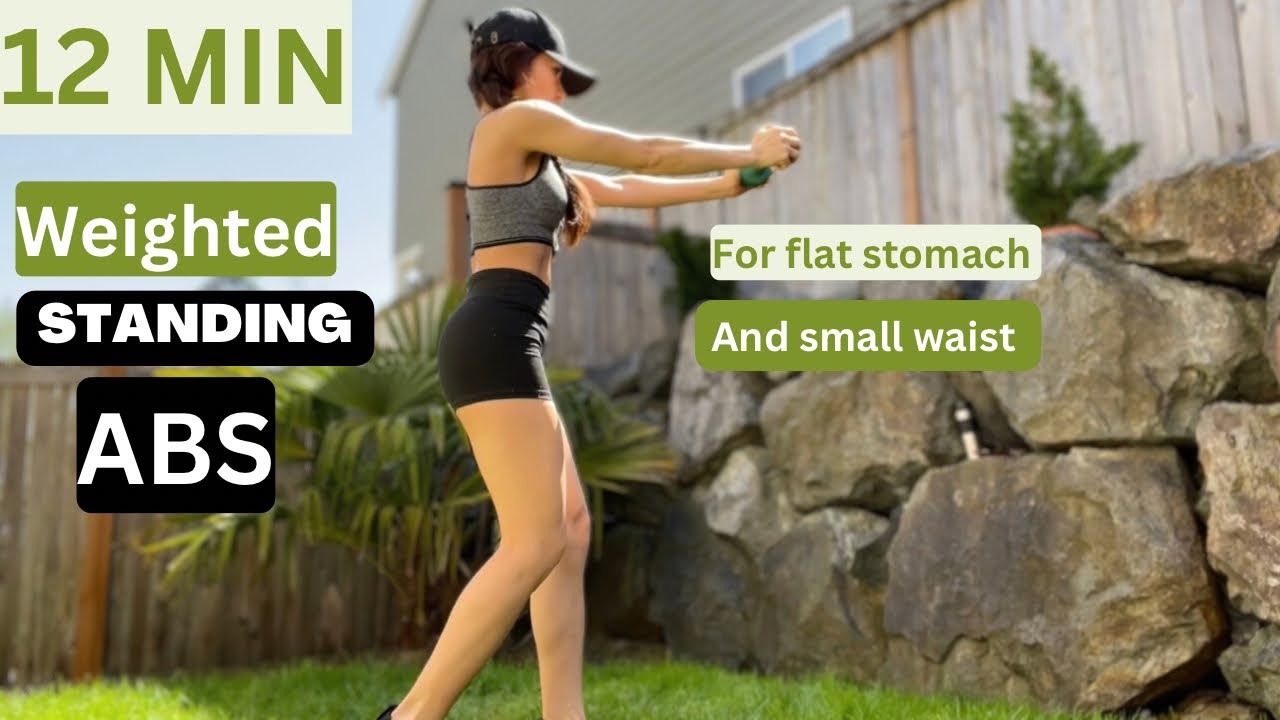 🔥12 ph&uacute;t tập bụng với tạ￼ tư thế đứng||12 MIN WEIGHTED STANDING AB WORKOUT