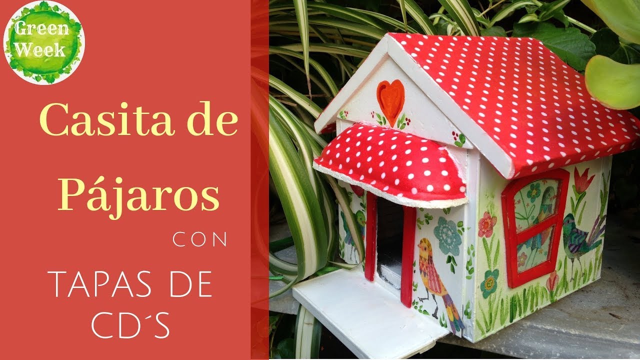 Reciclado de Tapas de CD's   Casita de Pájaros - DIY CHALLENGE DE RECICLAJE