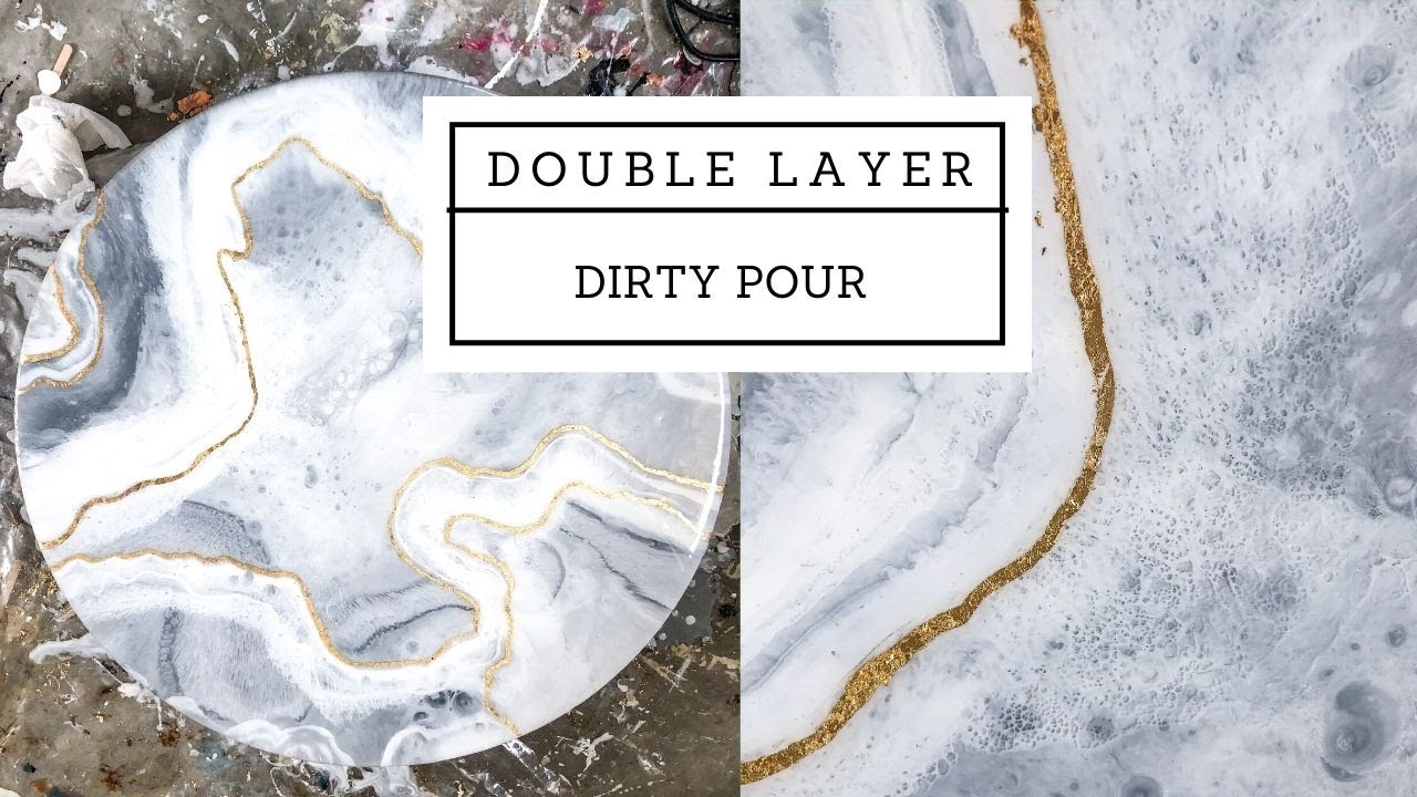 RESIN ART Double layer dirty pour with gold leaf details