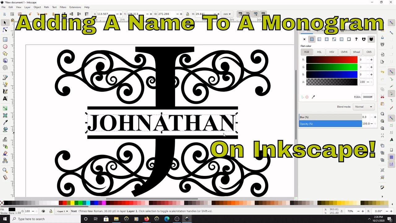 How To Add A Name To A Split Name Monogram On Inkscape For Your GlowForge or Laser Engraver