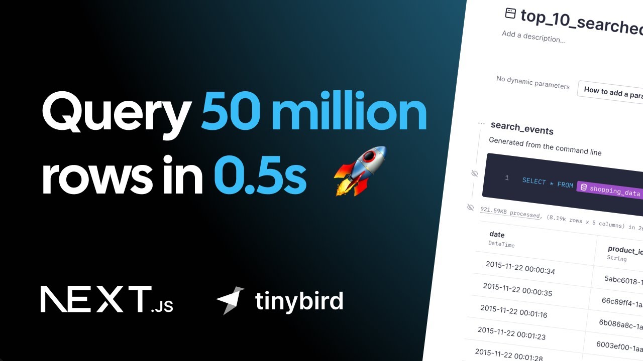 Как выполнить запрос к 50 миллионам строк за 0,5 секунды с помощью Tinybird и Next.js! 🤯🐥