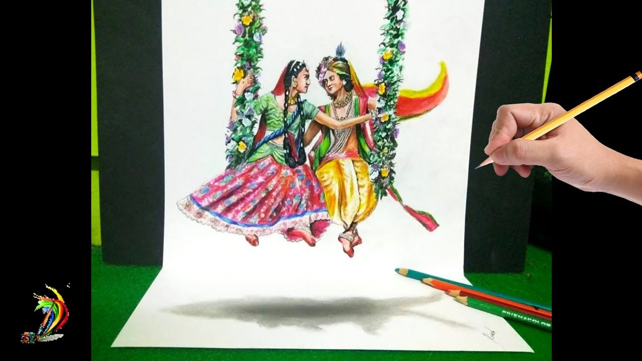 Incredible Radha Krishna Drawing | Drawing Sumedh Mudgalkar - Mallika Singh
