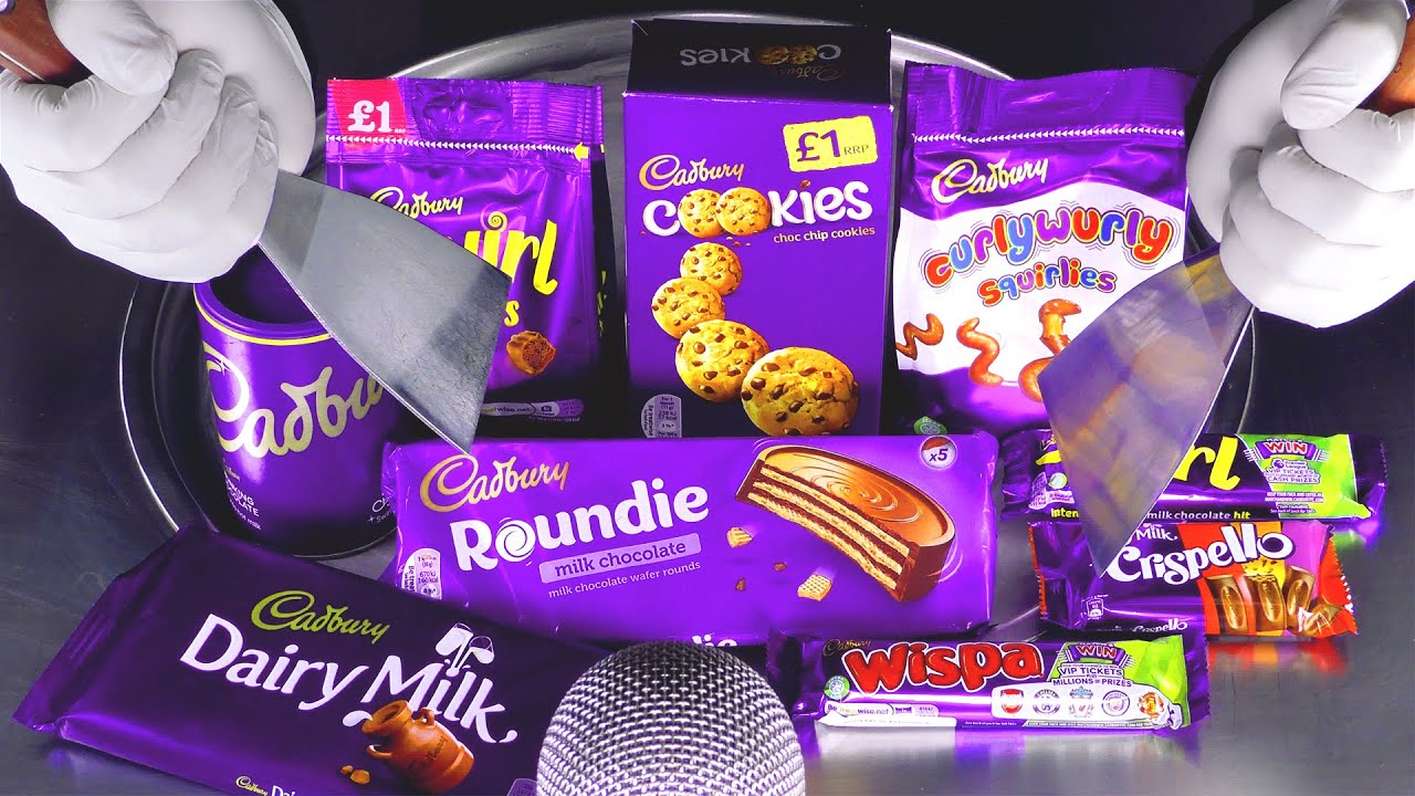 Cadbury Ice Cream Rolls with Dairy Milk Chocolate, Cookies Curly Wurly, hot Chocolate & more - ASMR