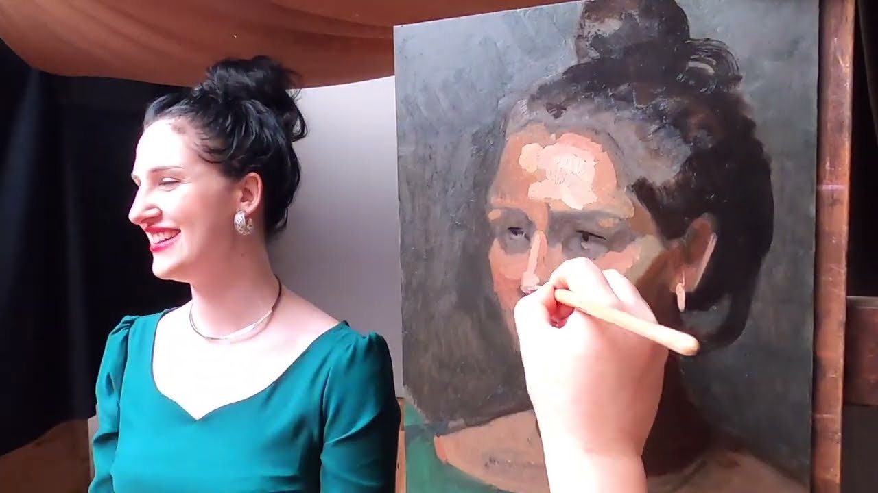 Painting Demonstration - Portrait Painting from Life -'Green Queen' - Part 3