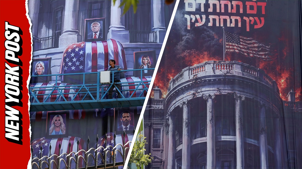 Horrifying Iran Murals Show Trump Family in Coffins, WH in Flames