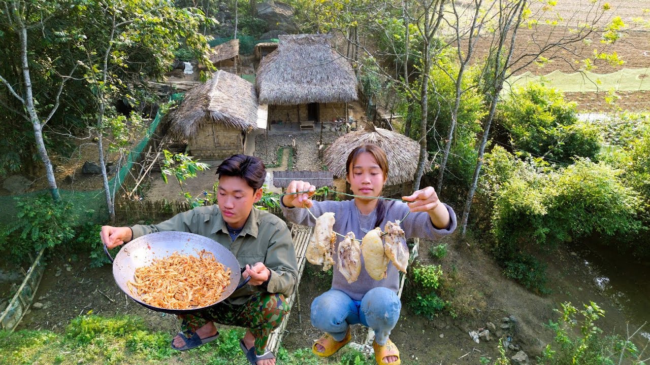 Dry the chicken and eat dinner with his wife on the farm - Trong and Ton