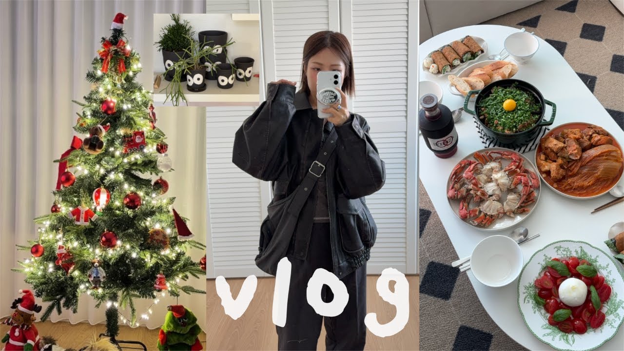VLOG::집들이 음식 만들고 트리 꾸미는 신혼 일상 | 들깨슈페너,스메그 인덕션 구매,혼자 떡볶이