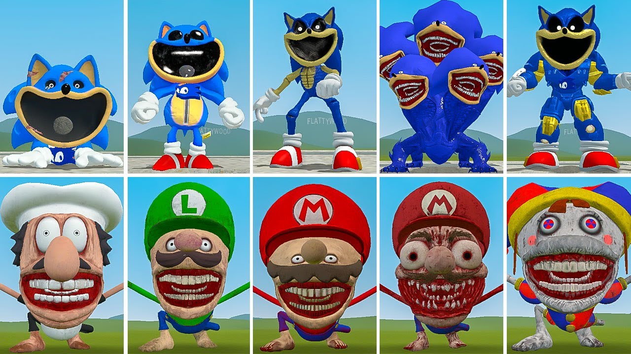 NEW EVOLUTION OF ALL SHIN SONIC TAPES VS ALL MARIO TAPES FAMILY ? in Garrysmod!,...