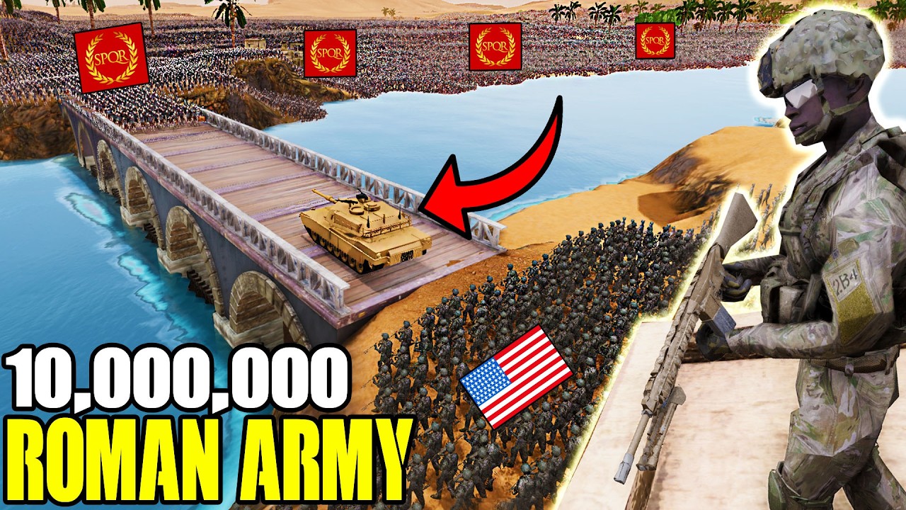 All Modern US ARMY Units BRIDGE DEFENSE vs 10,000,000 ROMAN ARMY! - UEBS 2