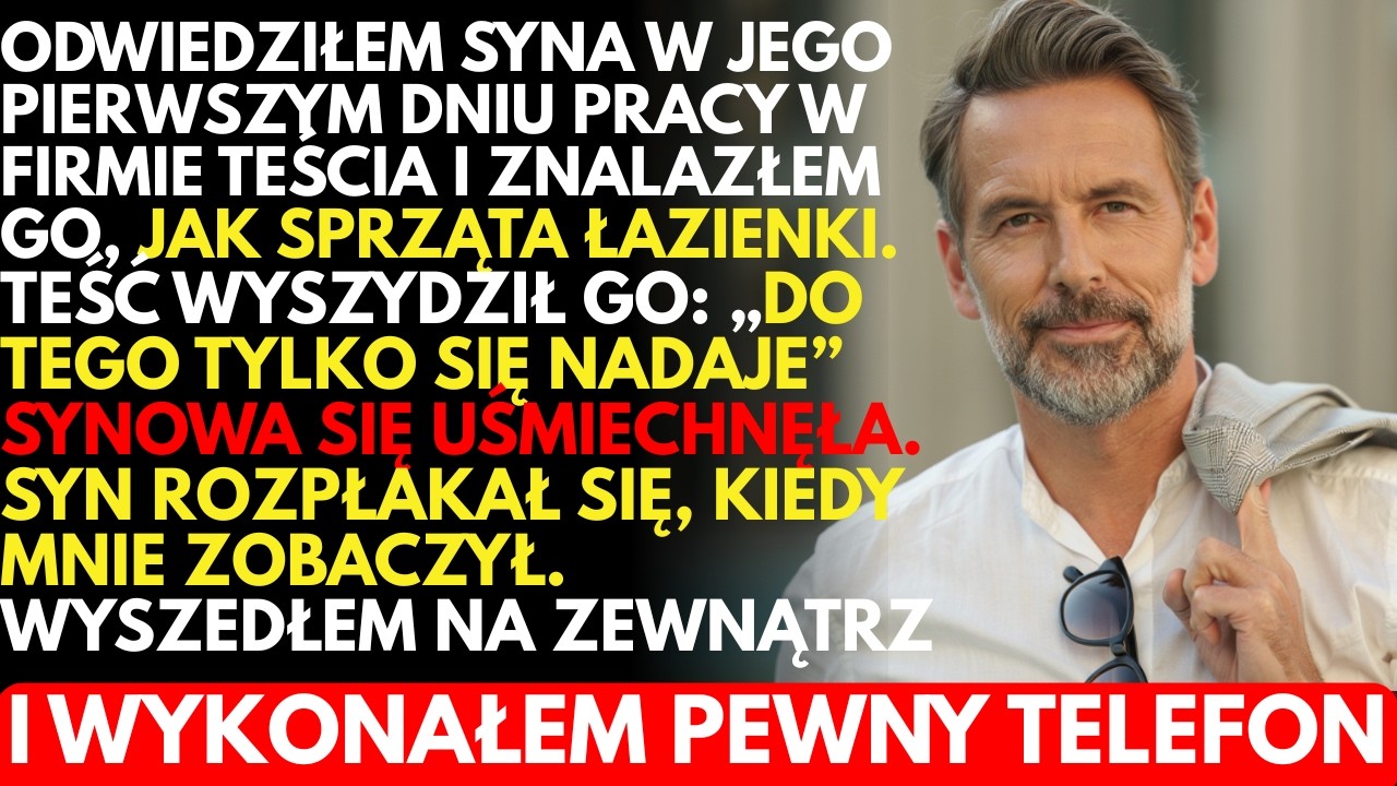 Zastałem syna sprzątającego TOALETY… Teść zaśmiał się:„Do niczego więcej się nie nadaje” A WTEDY ja…