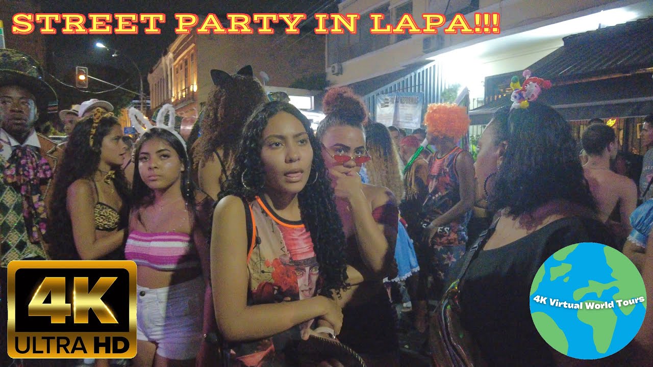 Night time street party CARNIVAL 2023!! | Lapa - Rio de Janeiro, Brasil | 4K Virtual World Tour
