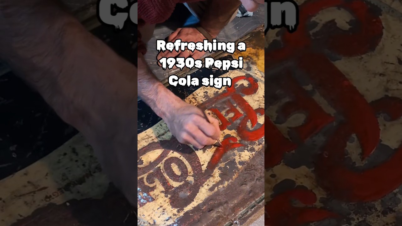 Refreshing a 1930s Pepsi Cola sign #collection #signscollection #signs #vintage #pepsi