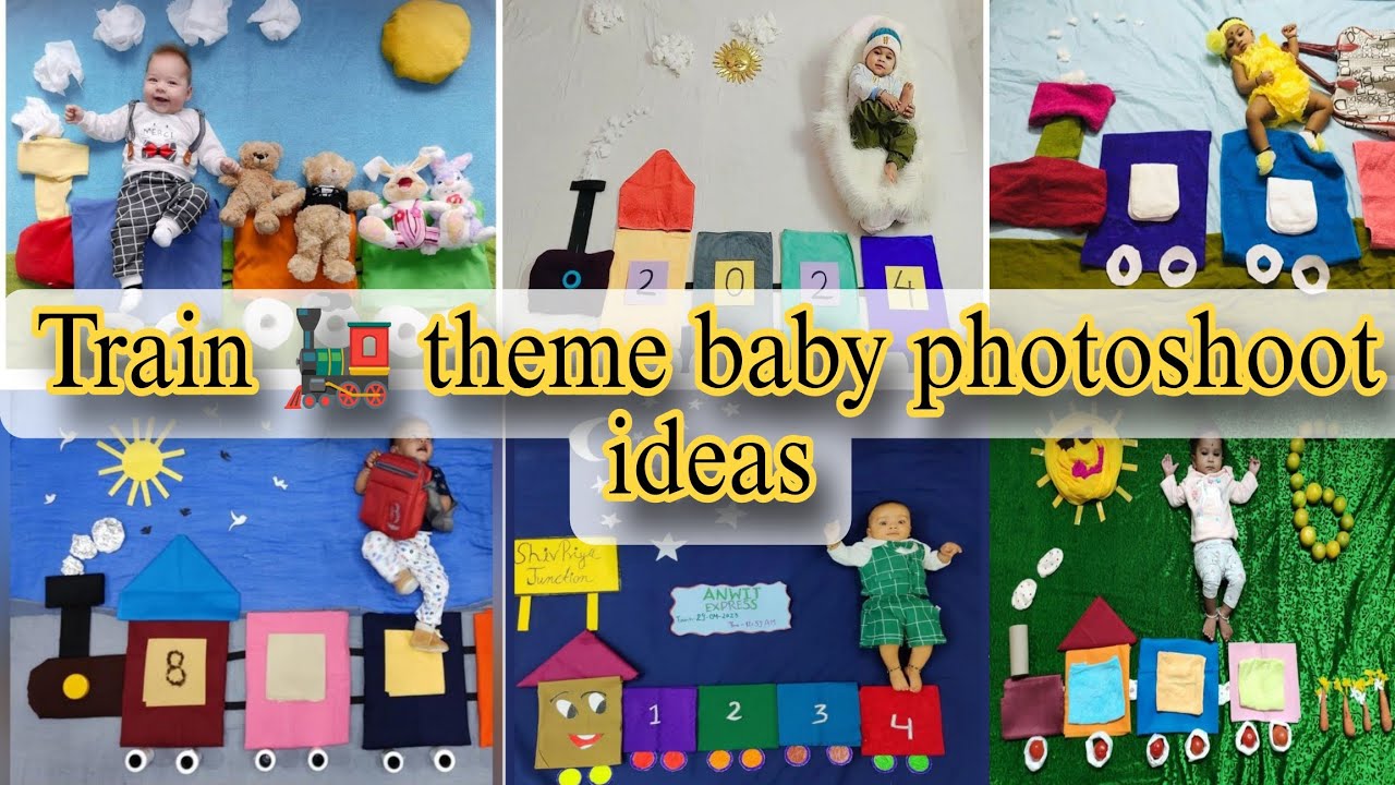 Train theme baby photoshoot ideas at home । diy baby photoshoot ideas । train theme Baby photoshoot