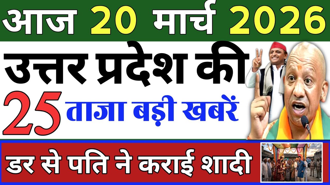March 20, 2026 : Up Breaking News | Today Up News | Uttar Pradesh Latest News | Cm Yogi News