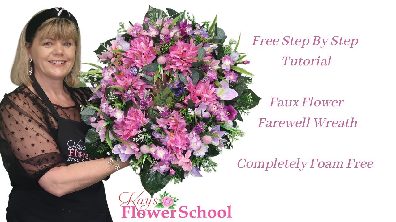 How to make a Faux Flower Grave Wreath on a Moss Frame