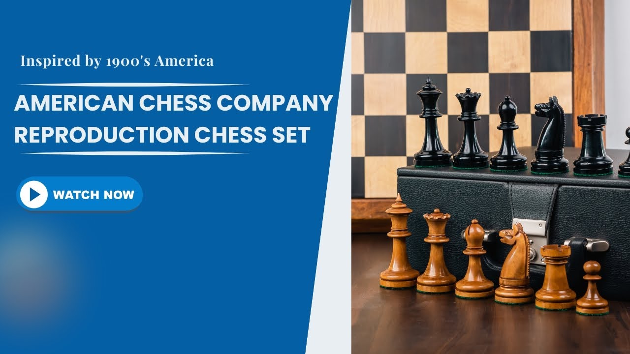 1900s American Chess Set Reproduction | 3.9” King | Antiqued & Ebonised