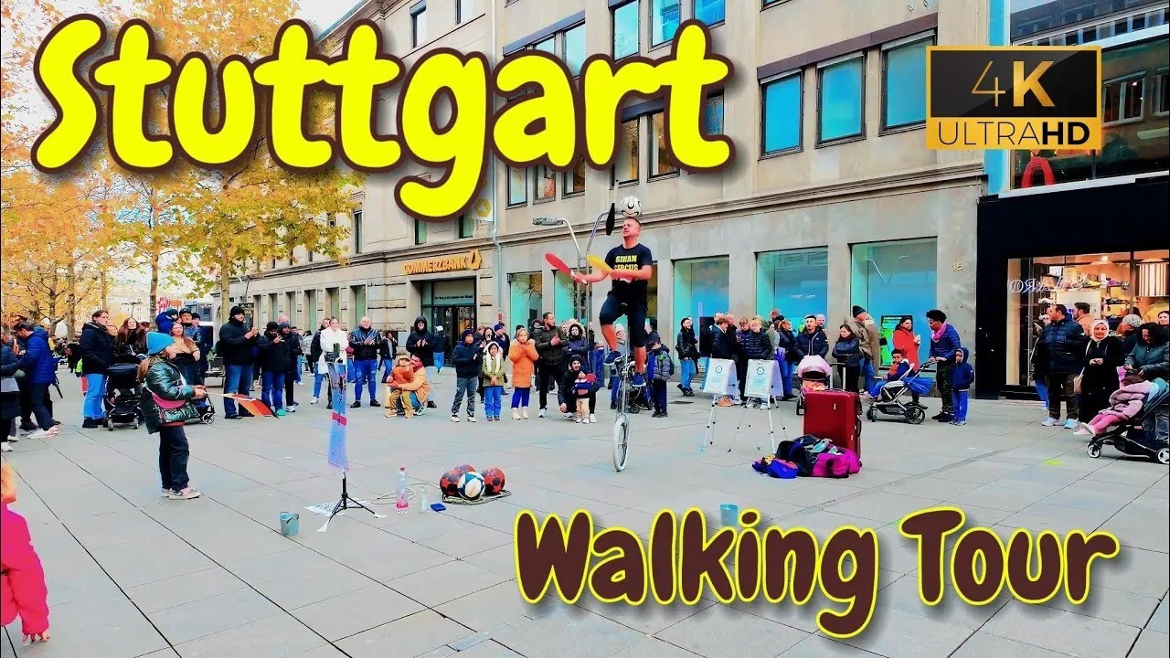 Stuttgart - Königstraße Schlossplatz Saturday Walking Tour 4K - 2024