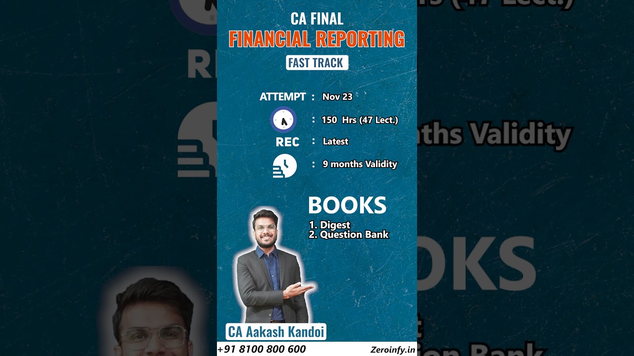 Bumper Discount on CA Final Financial Reporting Fast Track By CA Aakash kandoi