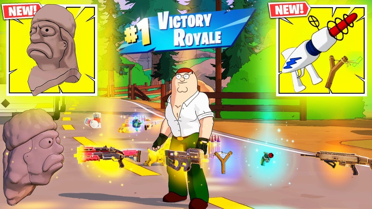 PETER GRIFFIN vs ALL MYTHIC WEAPONS ( FORTNITE X THE SIMPSONS)