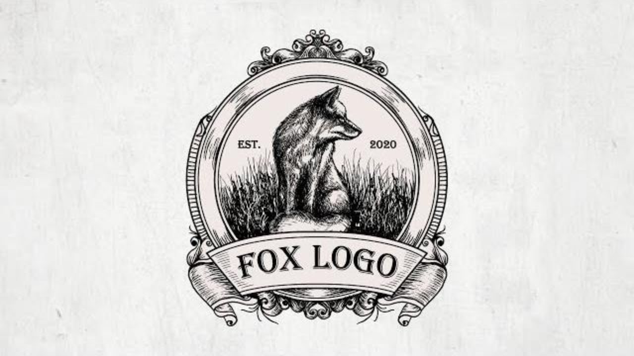 How to hand Drawing Vintage fox Logo with illustrator | Fox vector art | step by step process