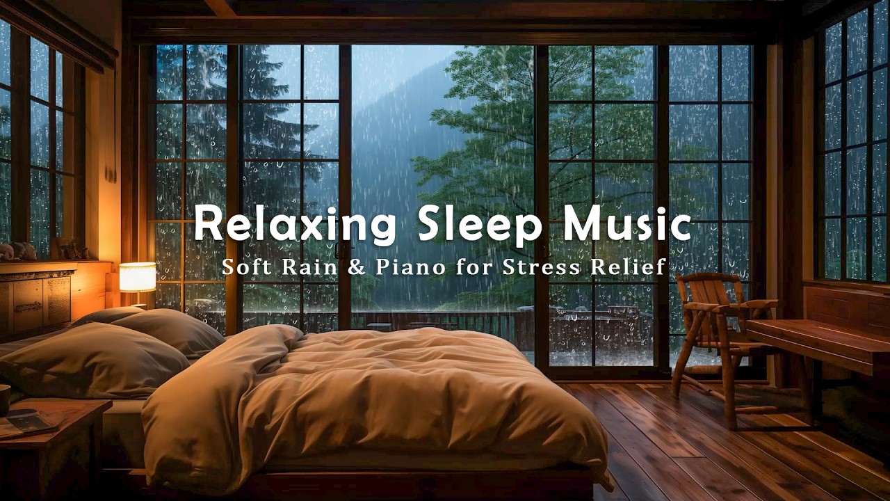 Calming Sleep Music for Insomnia and Stress Relief - Soft Piano with Rain for Meditation