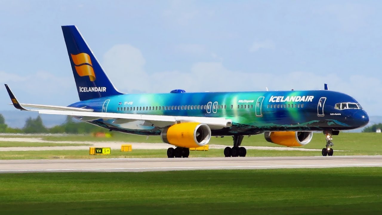HEKLA AURORA! Icelandair Boeing 757-200WL [TF-FIU] Takeoff from Manchester Airport!