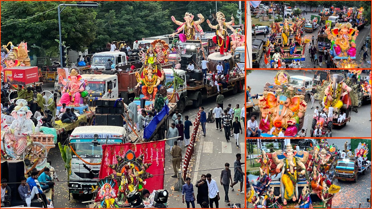 Ganesh Shobha Yatra 2024 | Ganesh nimajjanam in tank bund | Ganesh immersion at Hussain Sagar 2024