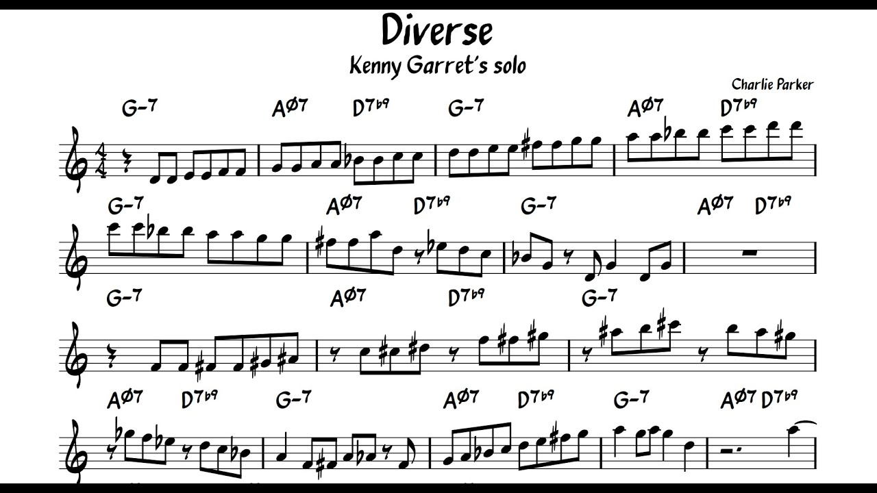 Diverse - Kenny Garrett - Eb Alto Saxophone Transcription