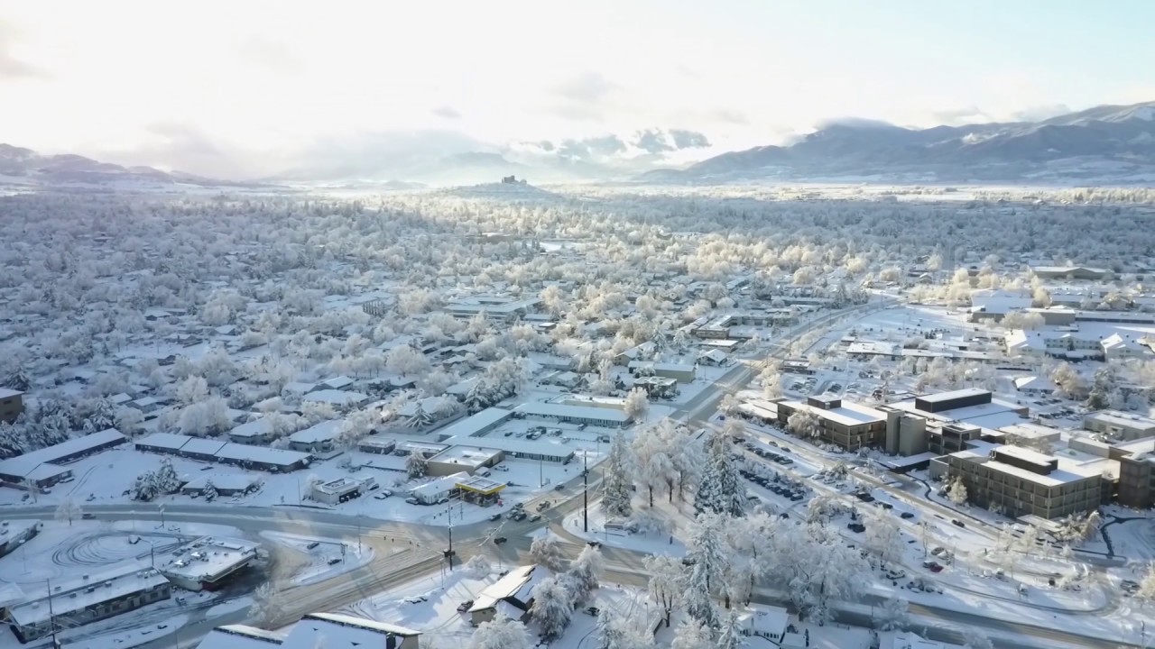 Drone Captures Spectacular View of Snow Covered Medford, Oregon