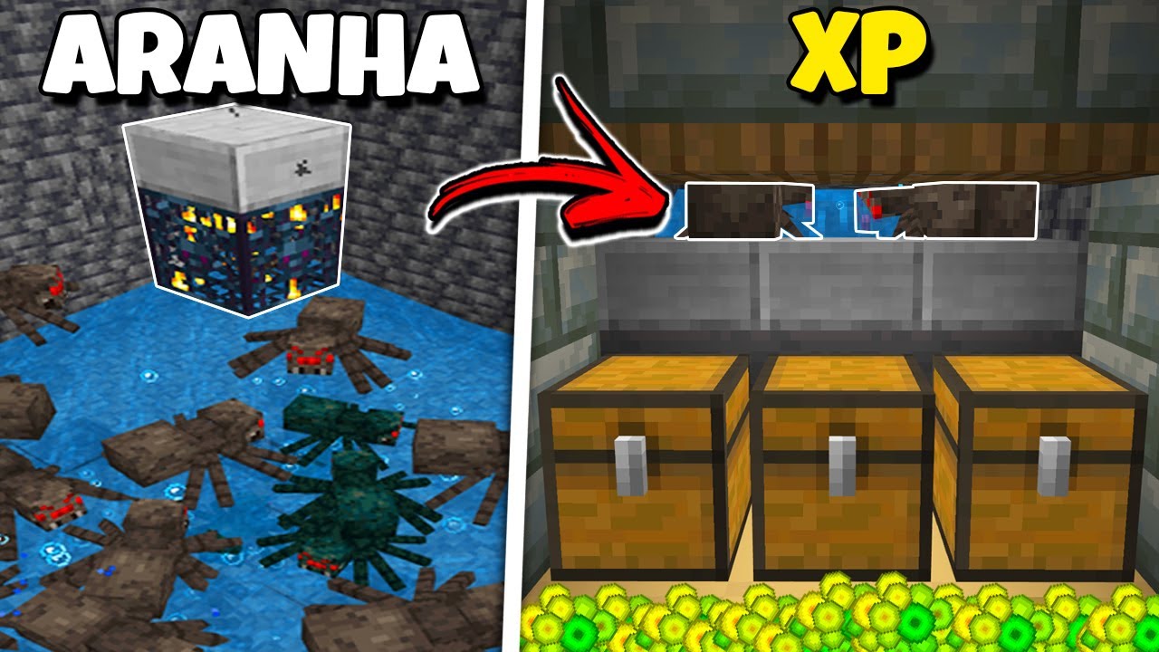 Como Fazer FARM DE XP com Spawner de ARANHA F&Aacute;CIL no Minecraft