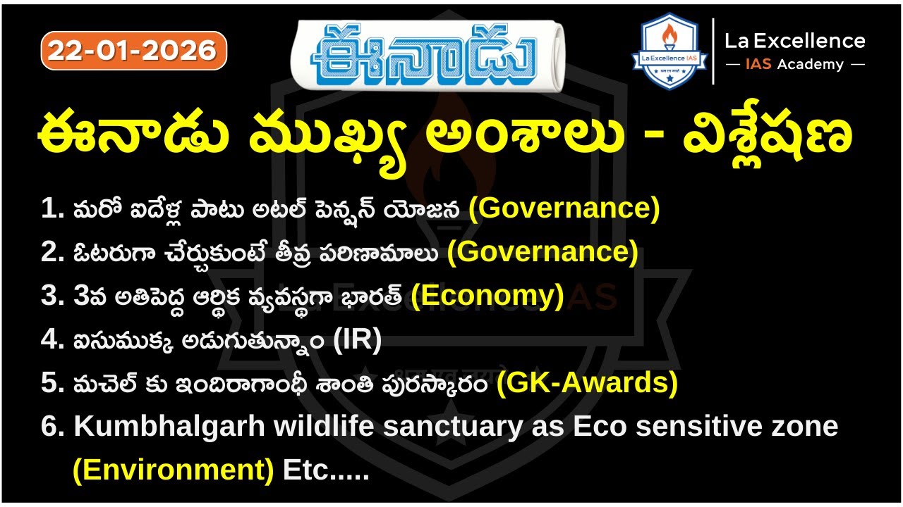 Eenadu News Analysis  #appsc #tgpsc #upsc Best IAS coaching in Hyderabad - Best UPSC Coaching