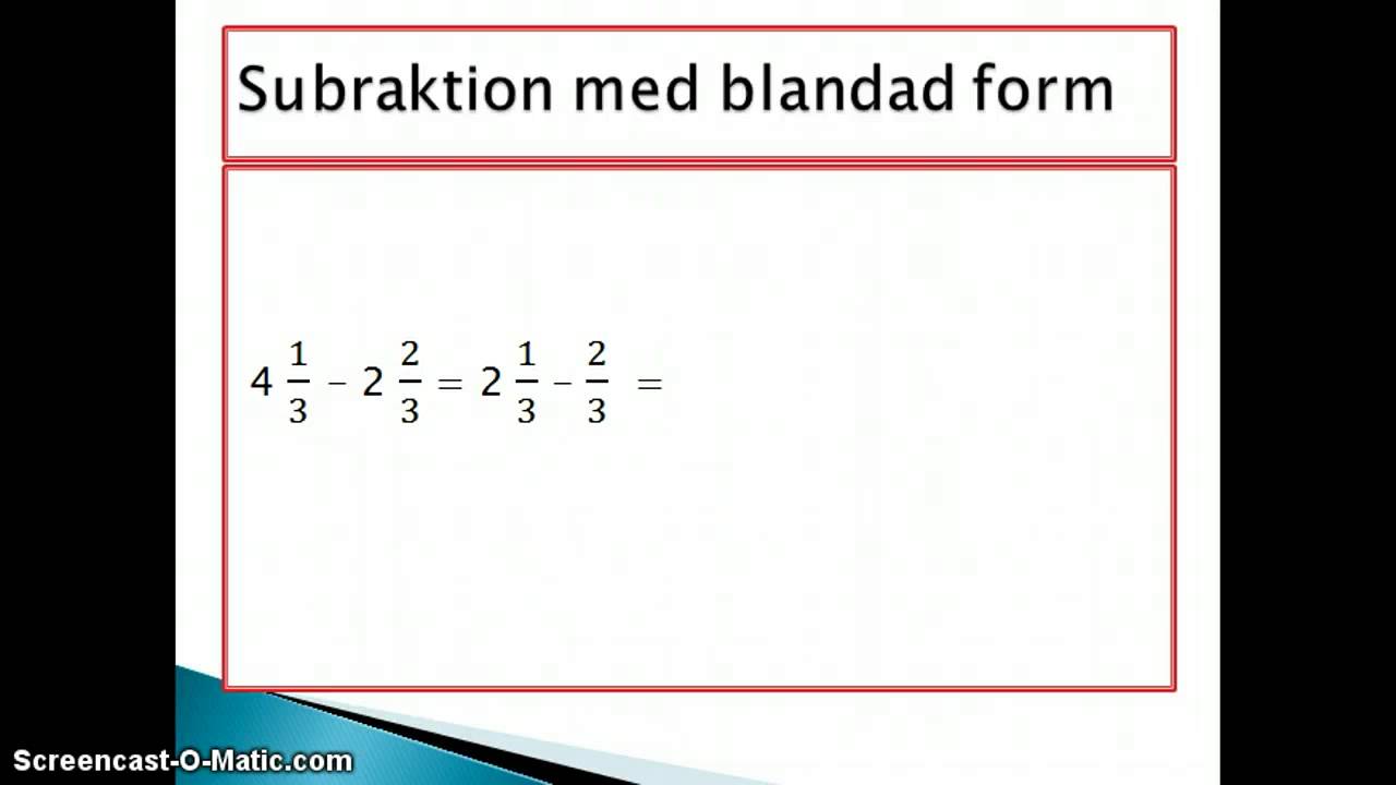 Addition och subtraktion av bråk med samma nämnare