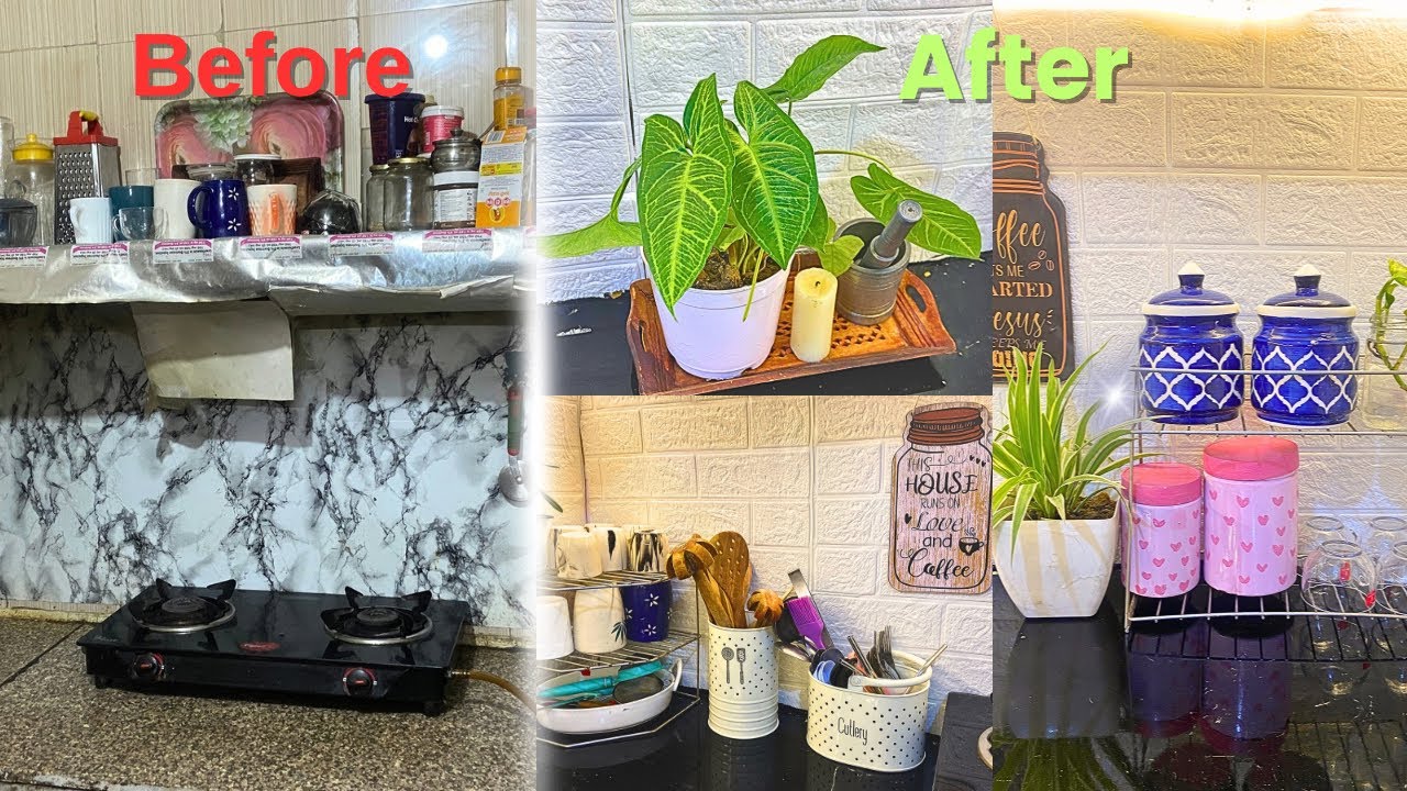 Kitchen Makeover under 400|Budget Friendly and Quick Kitchen Organisation and Decoration