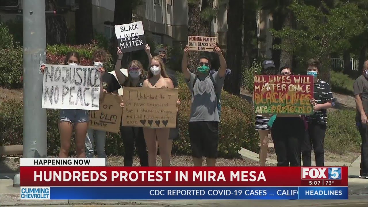 Hundreds Protest In Mira Mesa