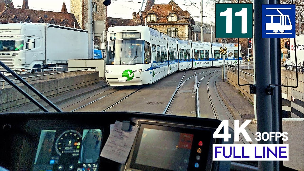 Cab Ride Zürich Tram 11 Full Line | Rehalp - Auzelg Cab Ride [4K]