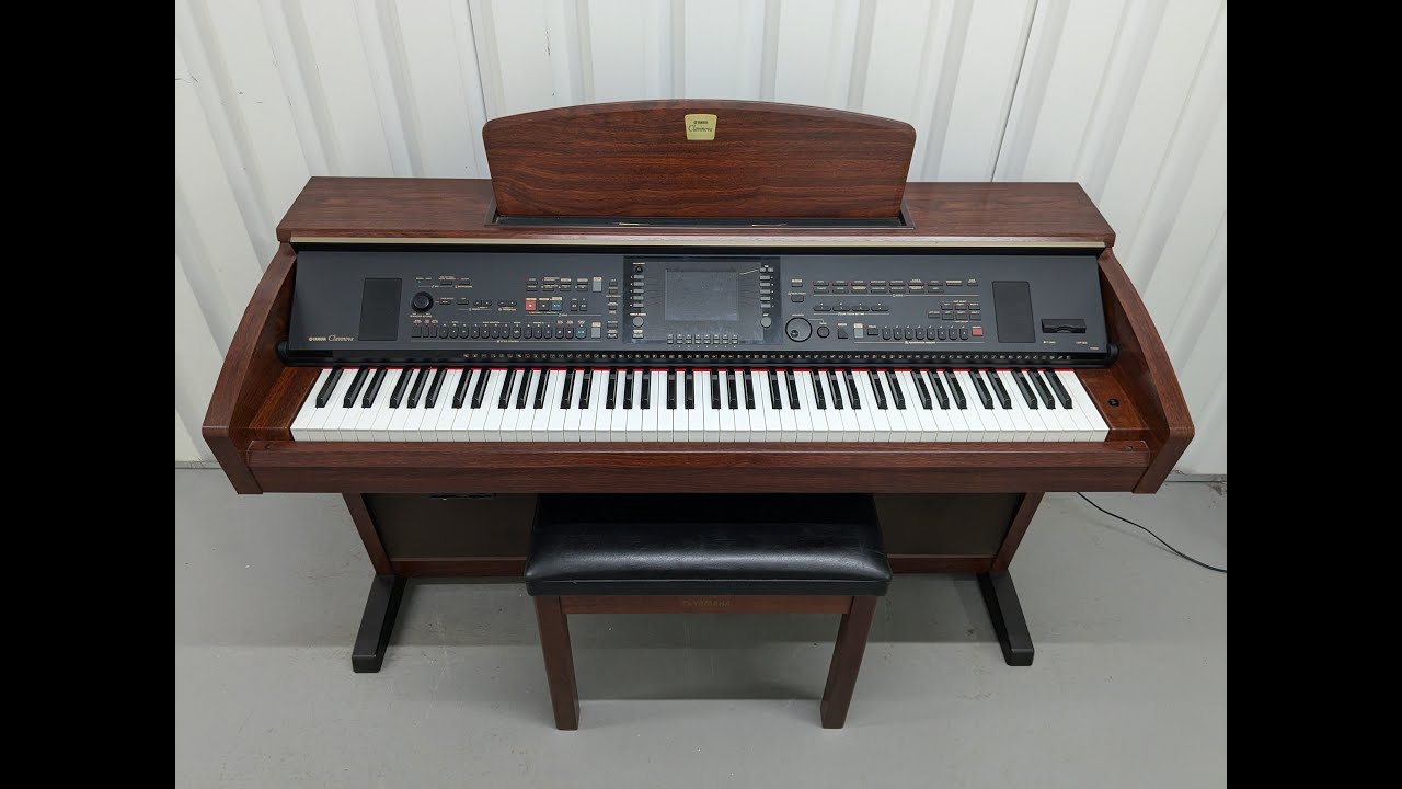 Yamaha Clavinova CVP-305 digital piano arranger and stool in mahogany finish stock number 24375