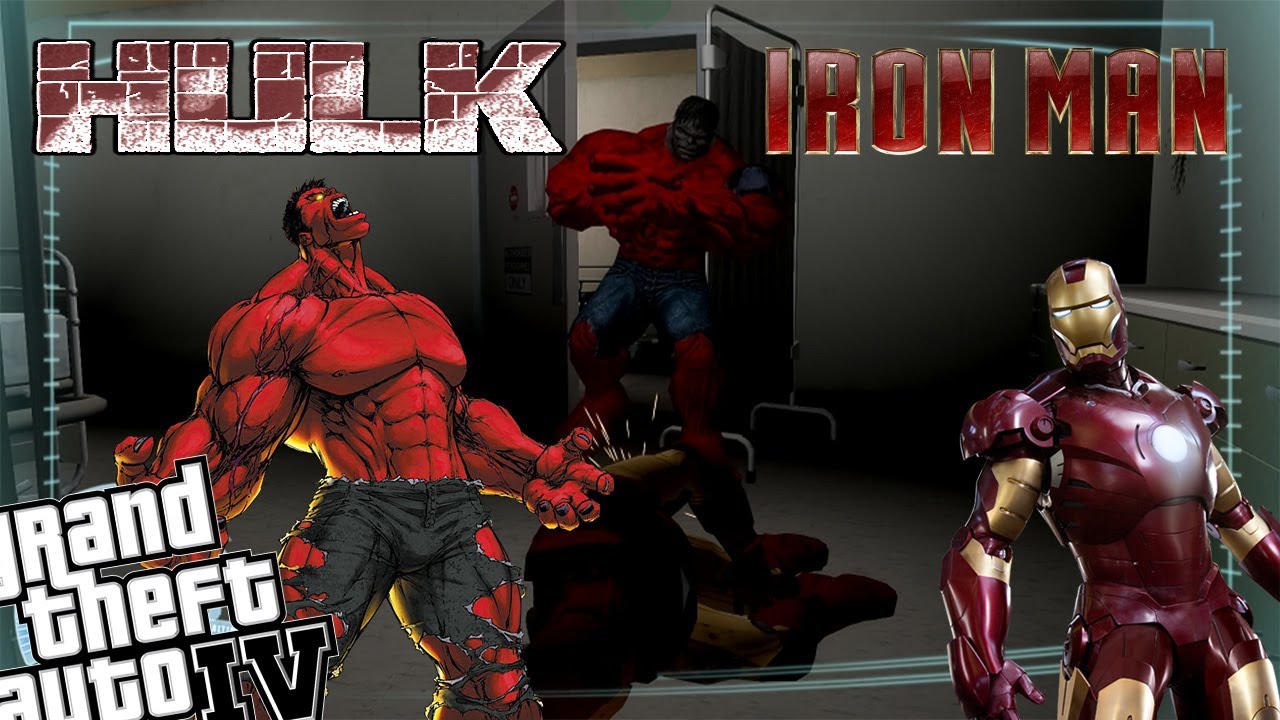 GTA 4 Iron Man Mod + Red Hulk Mod - Iron Man vs Red Hulk Epic Battle!!