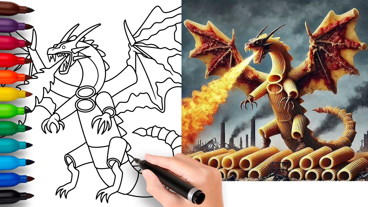 HOW TO DRAW CANNELLONI DRAGONI | Italian Brainrot Animals - Easy Step by Step Drawing