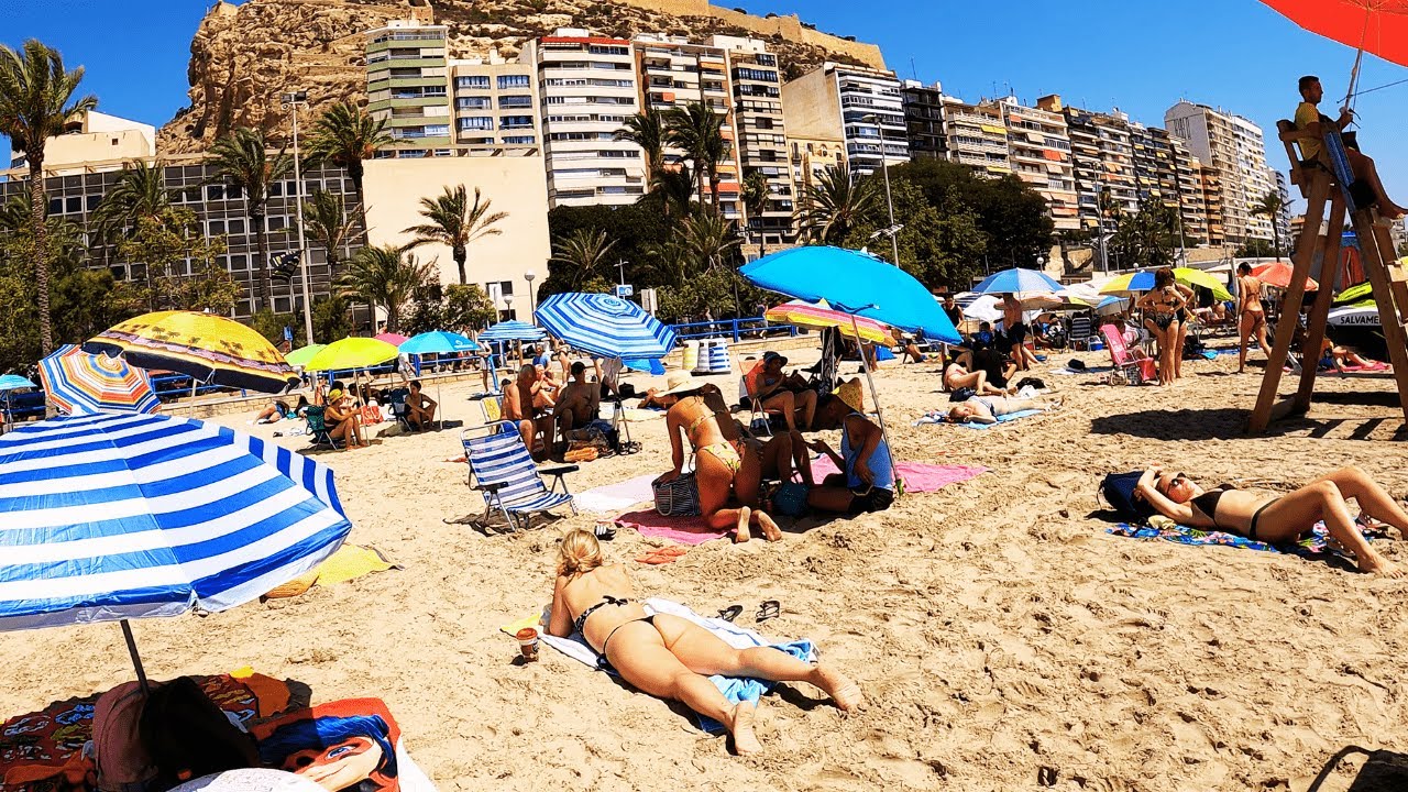 🇪🇦☀️🏝️ ALICANTE SPAIN BEACH 2024 -- POSTIGUET BEACH WALK🏖️ -- 4K 60FPS VIEW 🎥