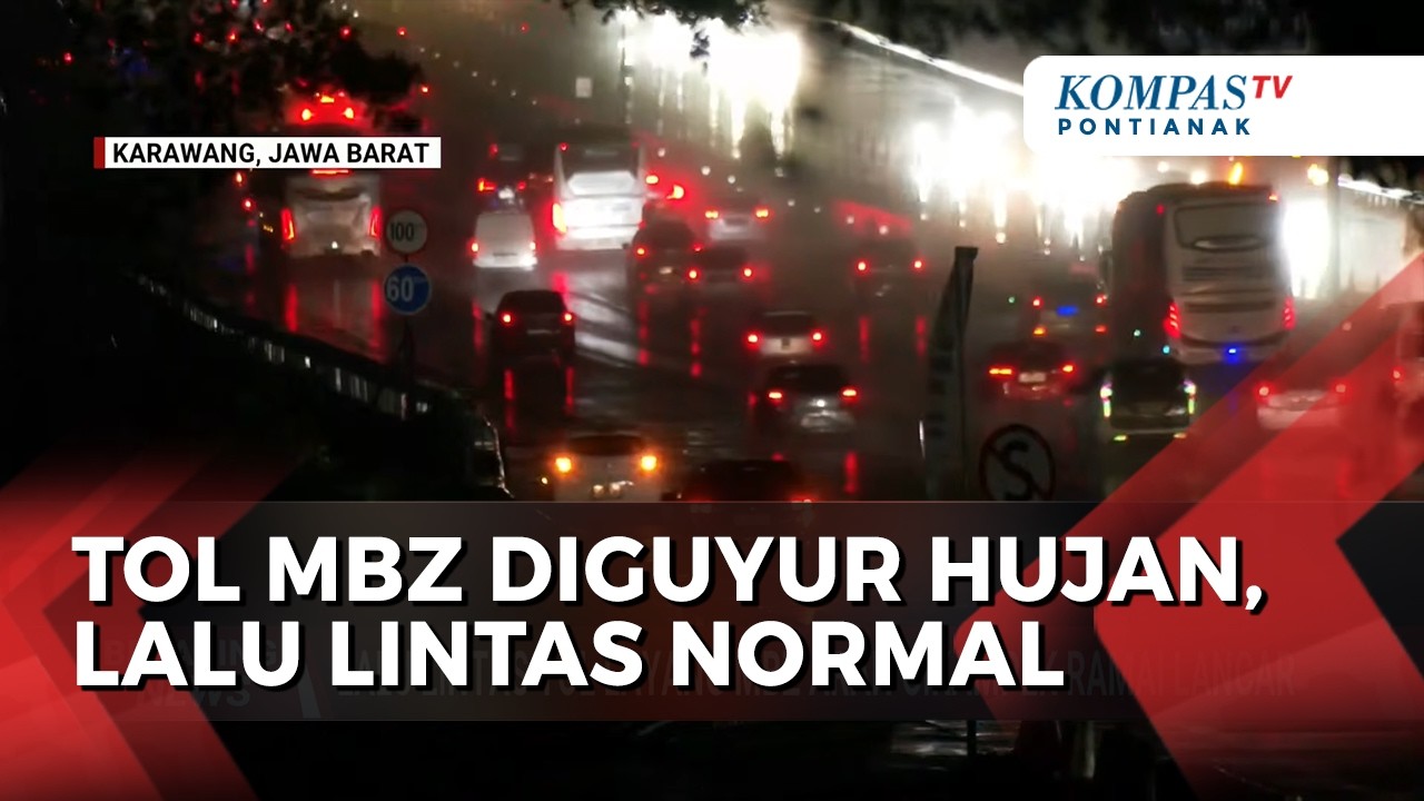 Lalu Lintas di Tol Layang MBZ Arah Cikampek Diguyur Hujan, Terpantau Ramai Lancar