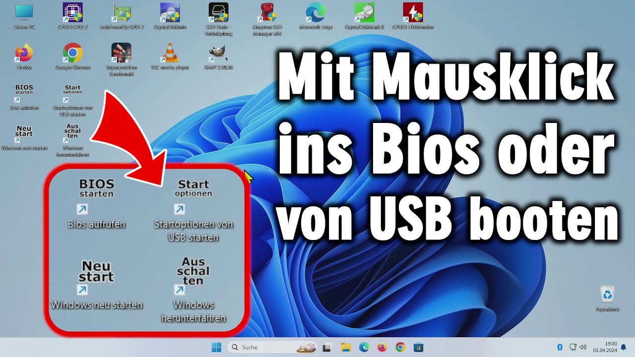 Mit Mausklick ins Bios oder von USB booten - es kann so einfach sein