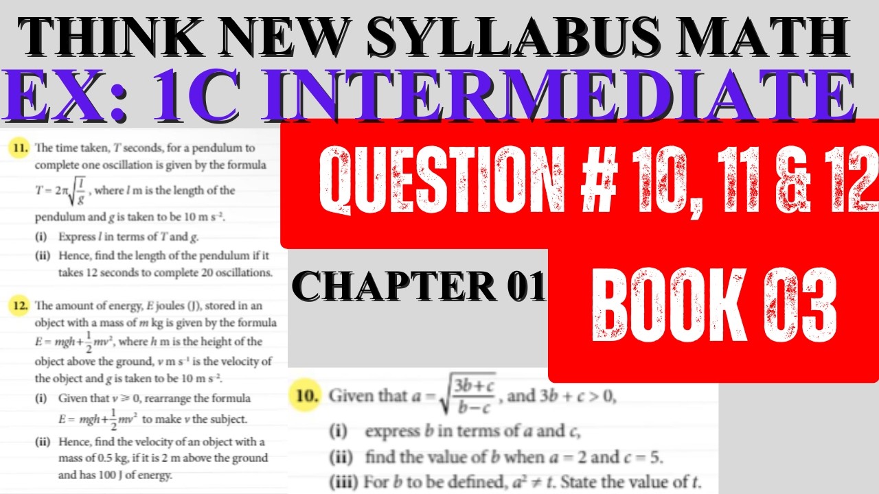 Ex 1C Q10, Q11 & Q12 Intermediate Level | Algebraic Fractions | Book 3 8th Ed