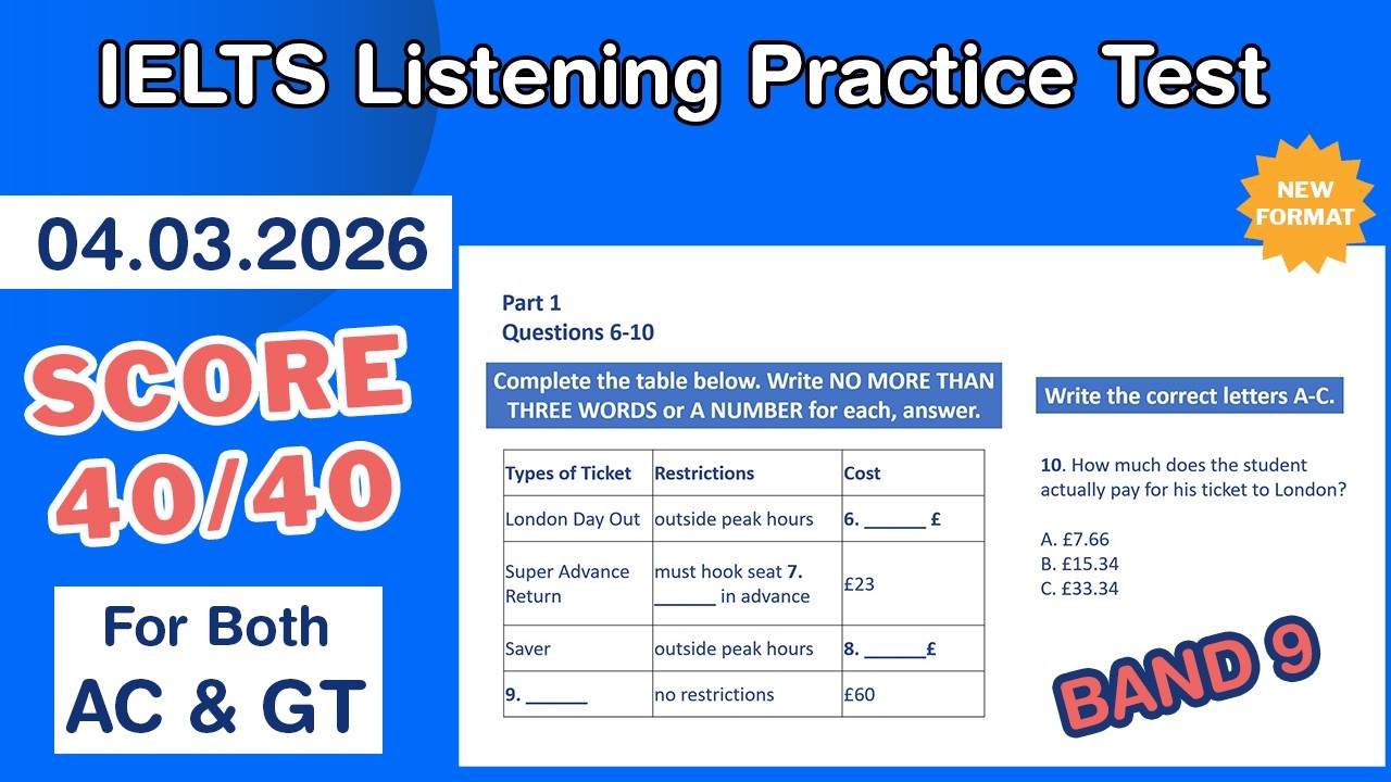 IELTS Listening Practice Test 2026 With Answers 04.03.2026 - Test #253
