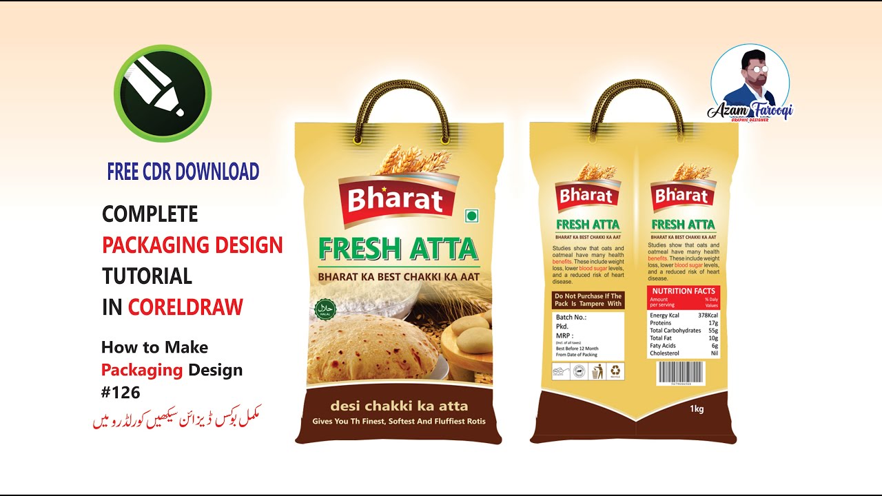 Packaging Design in CorelDraw, product packaging design, wheat packaging, creative product packaging