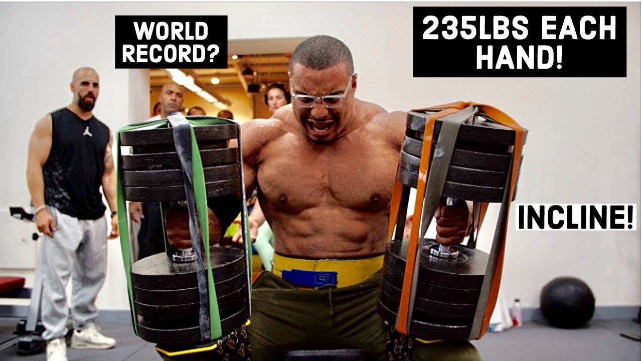 WORLD HEAVIEST INCLINE DUMBBELL PRESS? 235LBS EACH HAND