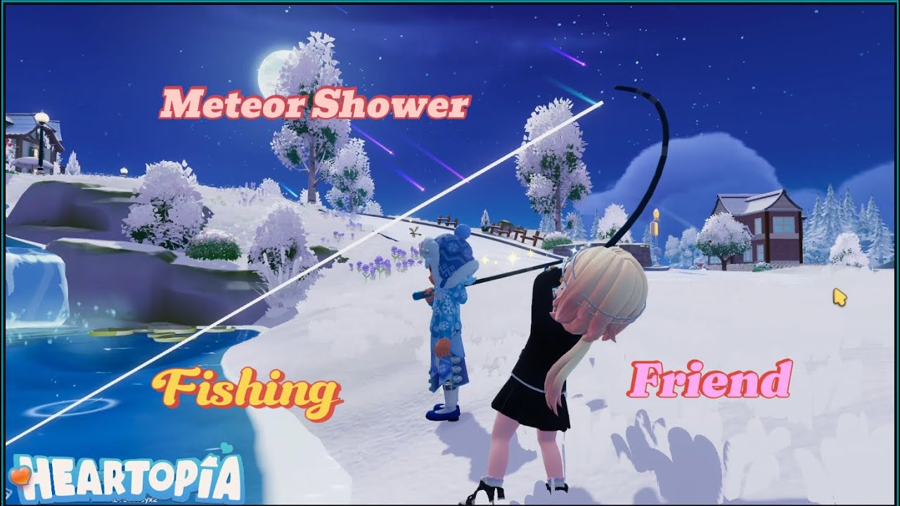 Teman baru, mancing dan Meteor Shower di #heartopia