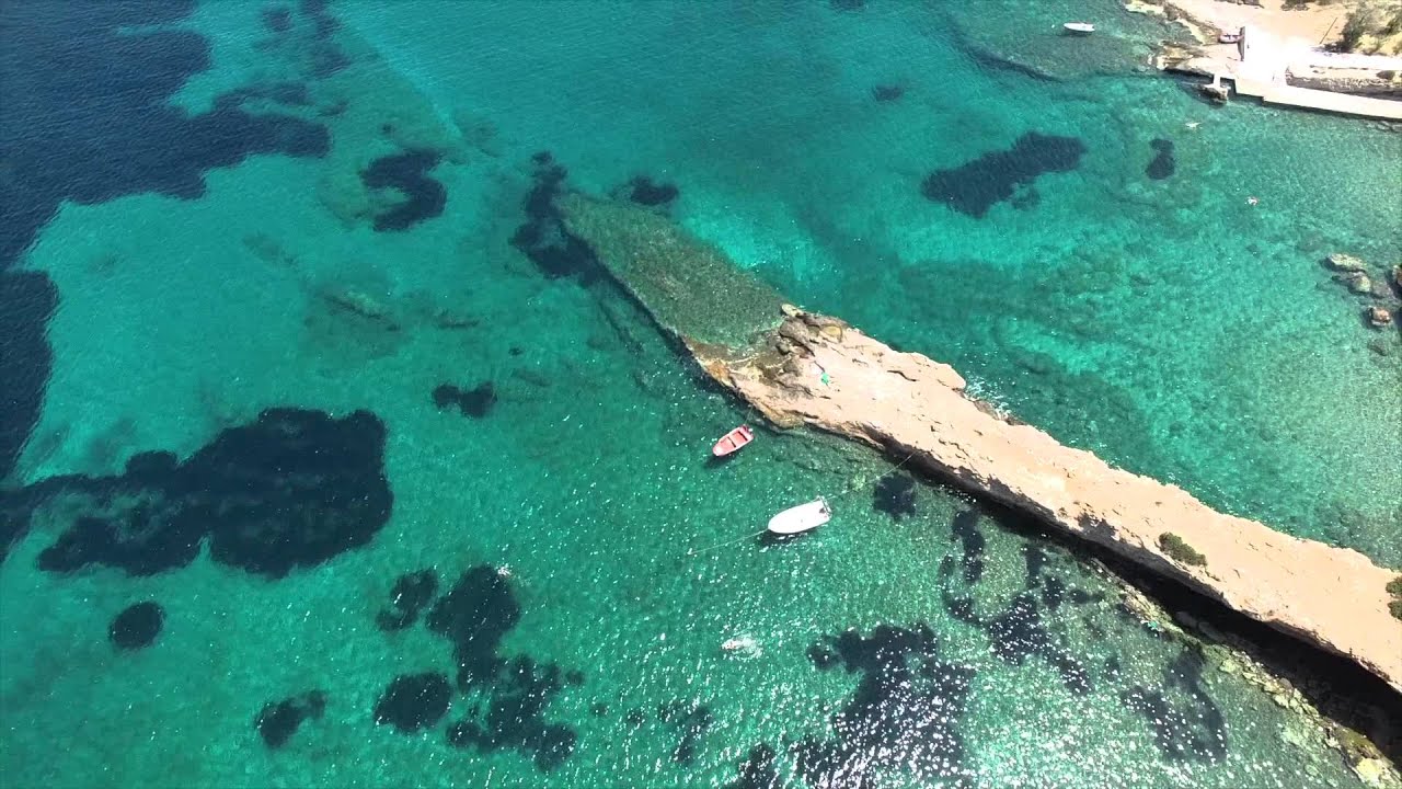 Sea of blue. Kalamos, Evia (Evoia) island, Greece. Aerial video from Phantom 3 Pro UAV drone 4K UHD