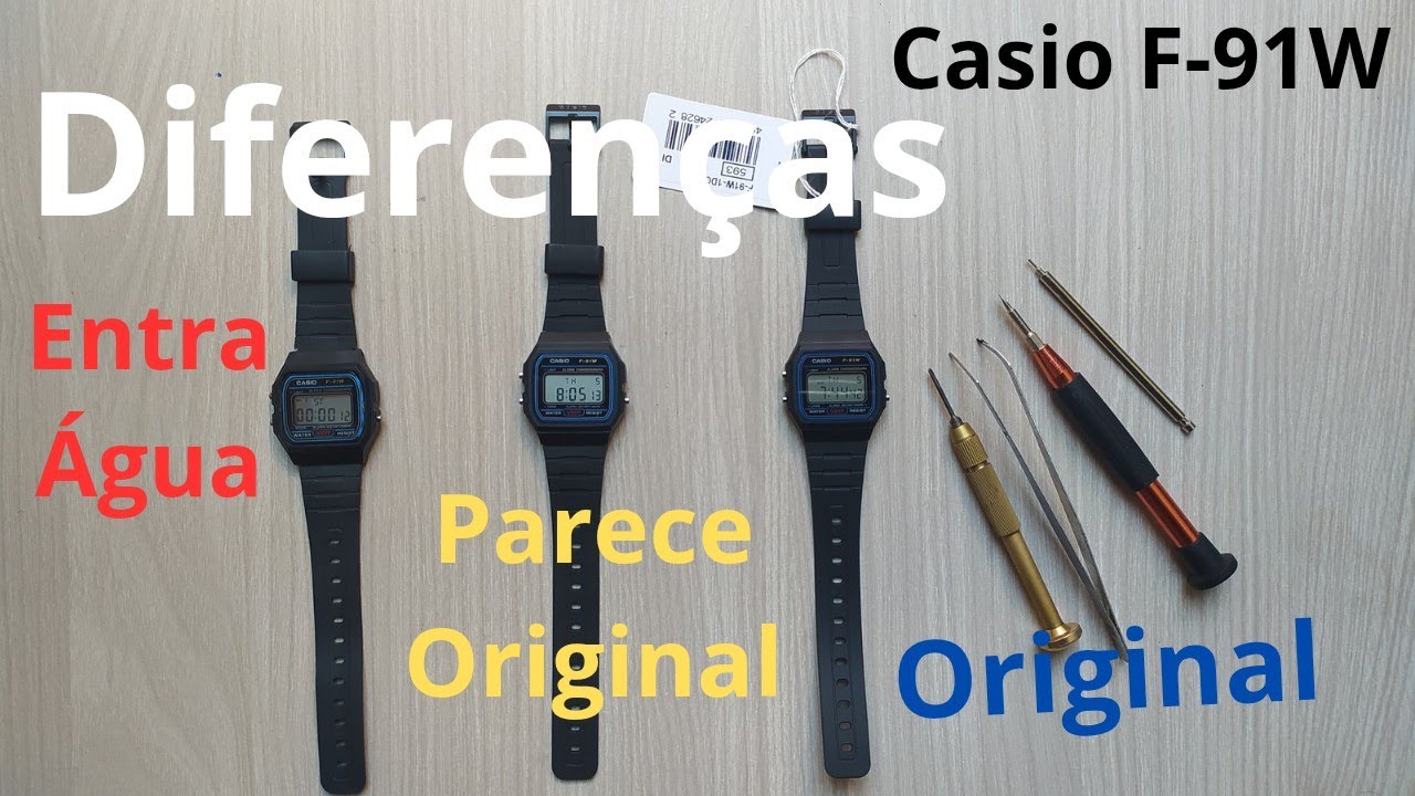 Como é o relógio Casio F91W original