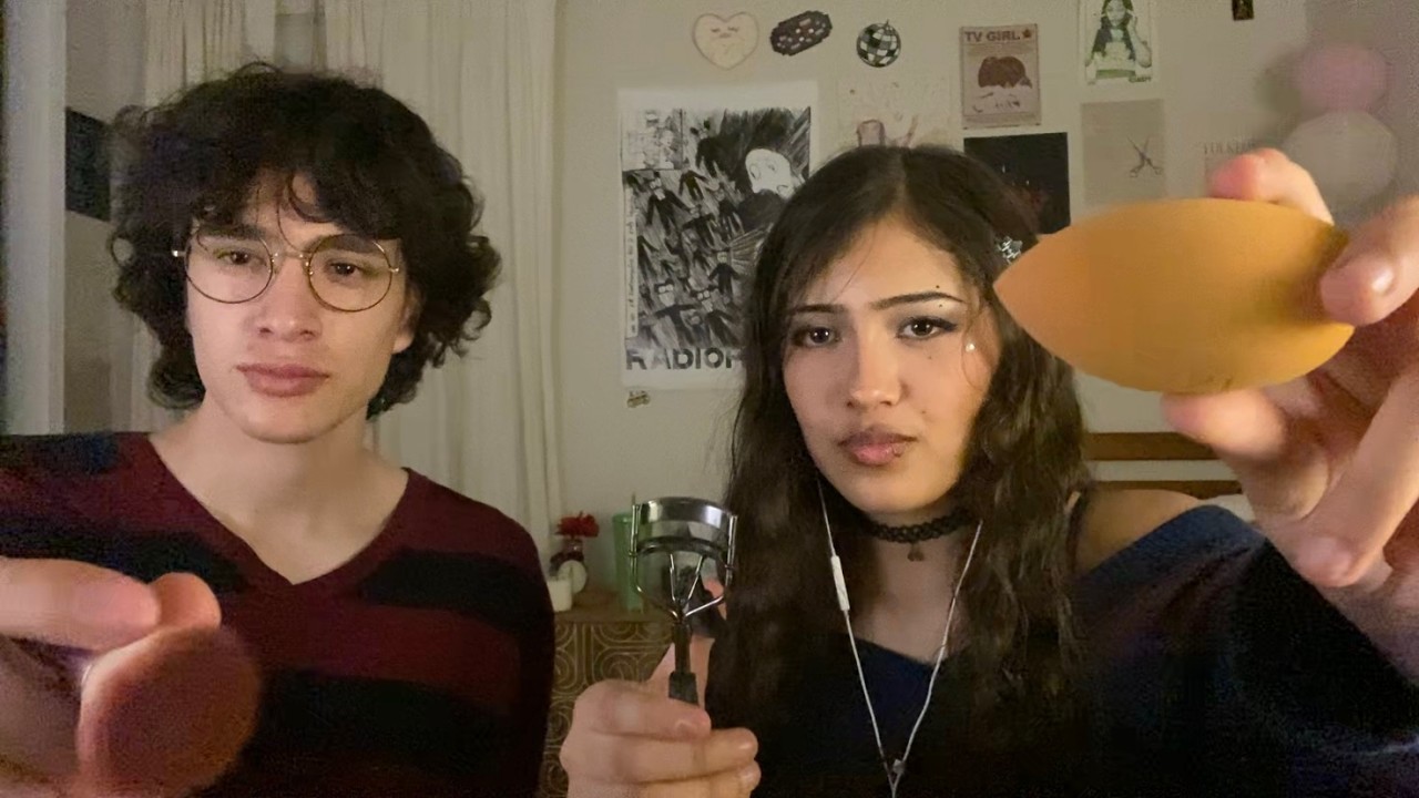 ASMR My Sister Does EMO Makeup On Me